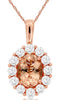 1.75CT DIAMOND & AAA MORGANITE 14KT ROSE GOLD OVAL HALO FLOWER FLOATING PENDANT
