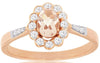 .62CT DIAMOND & AAA MORGANITE 14K ROSE GOLD OVAL & ROUND FLOWER ENGAGEMENT RING