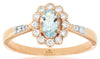 .64CT DIAMOND & AAA AQUAMARINE 14K ROSE GOLD OVAL & ROUND FLOWER ENGAGEMENT RING
