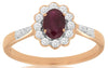 .87CT DIAMOND & AAA RUBY 14KT ROSE GOLD 3D OVAL & ROUND FLOWER BEZEL LOVE RING