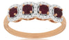 ESTATE .81CT DIAMOND & AAA RUBY 14KT ROSE GOLD 3D MULTI FLOWER ANNIVERSARY RING