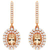 2.17CT DIAMOND & AAA MORGANITE 14KT ROSE GOLD 3D OVAL & ROUND HANGING EARRINGS