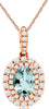 1.05CT DIAMOND & AAA AQUAMARINE 14KT ROSE GOLD 3D OVAL & ROUND FLOATING PENDANT