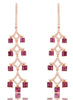 2.4CT DIAMOND & AAA RUBY 14KT ROSE GOLD ROUND & BAGUETTE TRIANGULAR FUN EARRINGS