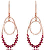 1.80CT DIAMOND & AAA RUBY 14KT ROSE GOLD 3D ROUND & BAGUETTE CHANDELIER EARRINGS