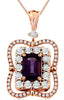 1.25CT DIAMOND & AAA AMETHYST 14K ROSE GOLD EMERALD CUT & ROUND FLOATING PENDANT