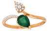 ESTATE .80CT DIAMOND & AAA EMERALD 14KT ROSE GOLD FLORAL CRISS CROSS SNAKE RING