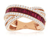 LARGE 3CT DIAMOND & AAA RUBY 14KT ROSE GOLD BAGUETTE & ROUND INFINITY LOVE RING