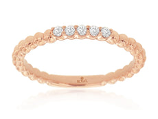 ESTATE .11CT DIAMOND 14KT ROSE GOLD 3D CLASSIC FIVE STONE MULTI BEAD FUN RING