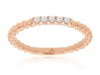 ESTATE .11CT DIAMOND 14KT ROSE GOLD 3D CLASSIC FIVE STONE MULTI BEAD FUN RING