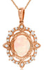 1.02CT DIAMOND & AAA OPAL 14KT ROSE GOLD 3D OVAL & ROUND FLOWER FLOATING PENDANT