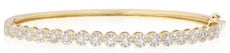 1.25CT DIAMOND 18KT YELLOW GOLD ROUND HALO FLOWER SEMI ETERNITY BANGLE BRACELET