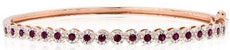 1.41CT DIAMOND & AAA RUBY 14KT ROSE GOLD 3D ROUND HALO FLOWER BANGLE BRACELET