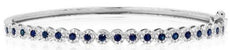 1.34CT DIAMOND & AAA SAPPHIRE 14KT WHITE GOLD ROUND HALO FLOWER BANGLE BRACELET
