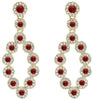 1.2CT DIAMOND & AAA RUBY 14K YELLOW GOLD MULTI FLOWER TEAR DROP HANGING EARRINGS