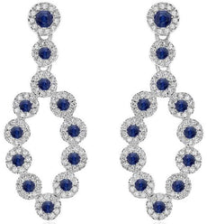 1.25CT DIAMOND & AAA SAPPHIRE 14KT WHITE GOLD 3D TEAR DROP HANGING EARRINGS