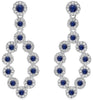 1.25CT DIAMOND & AAA SAPPHIRE 14KT WHITE GOLD 3D TEAR DROP HANGING EARRINGS