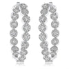 1.81CT DIAMOND 14KT WHITE GOLD 3D MULTI FLOWER INSIDE OUT HOOP HANGING EARRINGS