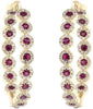 2.02CT DIAMOND & AAA RUBY 14KT YELLOW GOLD 3D MULTI FLOWER HOOP HANGING EARRINGS