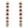 2.02CT DIAMOND & AAA RUBY 14KT YELLOW GOLD 3D MULTI FLOWER HOOP HANGING EARRINGS
