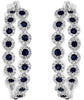 1.92CT DIAMOND & AAA SAPPHIRE 14KT WHITE GOLD MULTI FLOWER HOOP HANGING EARRINGS