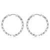 1.92CT DIAMOND & AAA SAPPHIRE 14KT WHITE GOLD MULTI FLOWER HOOP HANGING EARRINGS