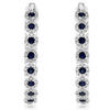 1.92CT DIAMOND & AAA SAPPHIRE 14KT WHITE GOLD MULTI FLOWER HOOP HANGING EARRINGS
