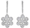 LARGE 1.05CT DIAMOND 14KT WHITE GOLD 3D MULTI FLOWER LEVERBACK HANGING EARRINGS