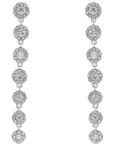 .75CT DIAMOND 14KT WHITE GOLD MULTI FLOWER CLUSTER CHANDELIER HANGING EARRINGS