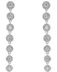 .75CT DIAMOND 14KT WHITE GOLD MULTI FLOWER CLUSTER CHANDELIER HANGING EARRINGS