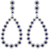 2.80CT DIAMOND & AAA SAPPHIRE 14KT WHITE GOLD 3D OPEN TEAR DROP HANGING EARRINGS