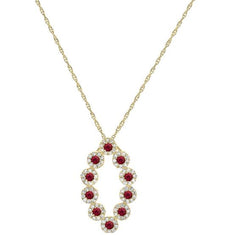 .86CT DIAMOND & AAA RUBY 14KT YELLOW GOLD 3D MULTI FLOWER MARQUISE SHAPE PENDANT