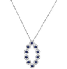 .80CT DIAMOND & AAA SAPPHIRE 14K WHITE GOLD MULTI FLOWER MARQUISE SHAPE PENDANT