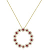 .87CT DIAMOND & AAA RUBY 14K YELLOW GOLD MULTI FLOWER CIRCLE OF LIFE FUN PENDANT