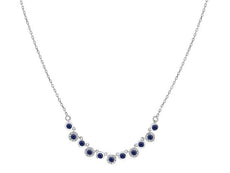 .53CT DIAMOND & AAA SAPPHIRES 14KT WHITE GOLD CLASSIC MULTI FLOWER FUN NECKLACE