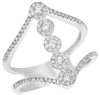ESTATE WIDE .48CT DIAMOND 14KT WHITE GOLD 3D MULTI FLOWER V SHAPE FUN RING