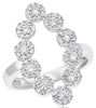 WIDE .60CT DIAMOND 14KT WHITE GOLD 3D MULTI FLOWER OPEN MARQUISE SHAPE FUN RING