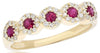 .55CT DIAMOND & AAA RUBY 14KT YELLOW GOLD 3D CLASSIC MULTI FLOWER HALO FUN RING