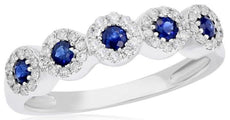 .50CT DIAMOND & AAA SAPPHIRE 14KT WHITE GOLD CLASSIC MULTI FLOWER HALO FUN RING