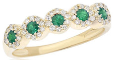 .46CT DIAMOND & AAA EMERALD 14KT YELLOW GOLD 3D CLASSIC MULTI FLOWER LOVE RING