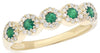 .46CT DIAMOND & AAA EMERALD 14KT YELLOW GOLD 3D CLASSIC MULTI FLOWER LOVE RING
