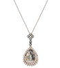 LARGE 3.85CT WHITE & MOCHA DIAMOND 18KT ROSE GOLD 3D TEAR DROP FLOATING PENDANT