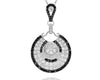 ESTATE 2.11CT WHITE & BLACK DIAMOND 18K WHITE GOLD CIRCULAR FILIGREE FUN PENDANT