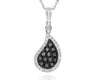 ESTATE .61CT WHITE & BLACK DIAMOND 14KT WHITE GOLD 3D TEAR DROP LOVE PENDANT