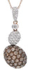 1.61CT WHITE & MOCHA DIAMOND 14KT ROSE GOLD 3D DOUBLE OVAL FUN FLOATING PENDANT