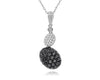 ESTATE 1.66CT WHITE & BLACK DIAMOND 14KT WHITE GOLD 3D CLASSIC OVAL FUN PENDANT