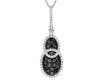 1.21CT WHITE & BLACK DIAMOND 14K WHITE GOLD 3D DOUBLE OVAL LOVE KNOT FUN PENDANT