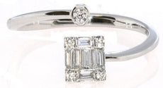 .18CT DIAMOND 18KT WHITE GOLD ROUND & BAGUETTE CLUSTER SQUARE CRISS CROSS RING
