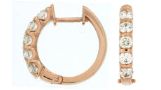 ESTATE 1.0CT DIAMOND 14KT ROSE GOLD 3D FIVE STONE ROUND CLASSIC HUGGIE EARRINGS