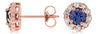 1.35CT DIAMOND & AAA TANZANITE 14KT ROSE GOLD ROUND FLOWER CLASSIC STUD EARRINGS